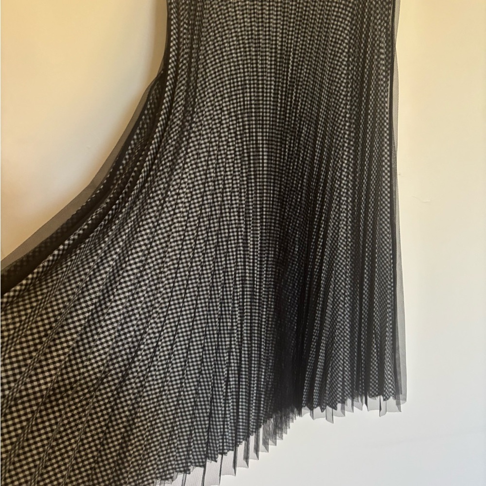 Moma Black and White Checkered A-Line Skirt